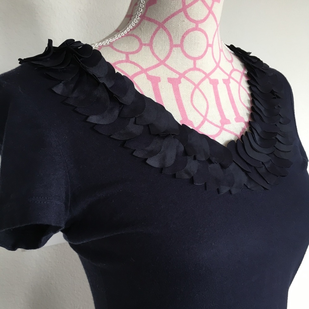 Navy tee with decorative collar